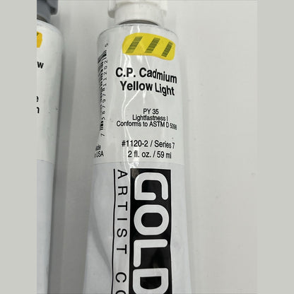 Lot 2-GOLDEN Artist 1 Yellow Medium 1 Yellow Light Ser. 7 Acrylic Paint 2 oz