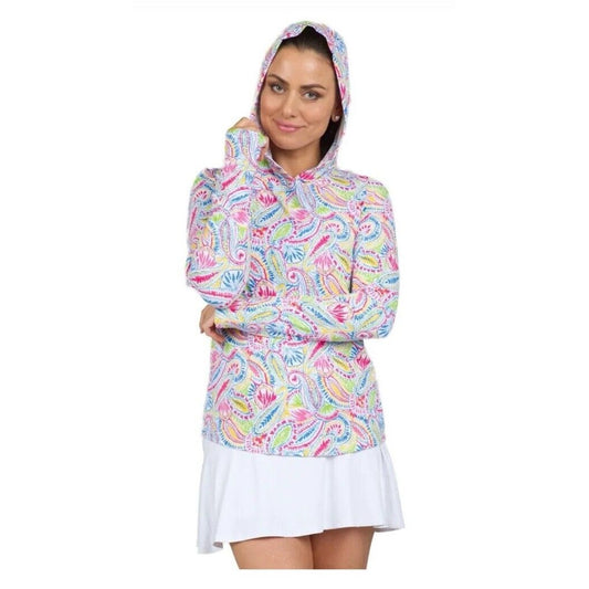$110 IBKUL Women’s Massie Print Long Sleeve Hoody -Watermelon Multi-XSmall-New