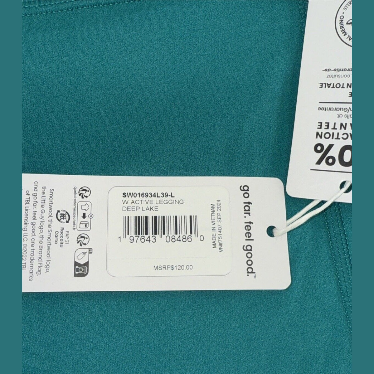 $120 Smartwool Women's Active Legging  - Deep Lake Green- Large - New With Tags