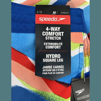 $62 Speedo Men’s Bondi 9""  Comfort Stretch Lined Boardshorts-Multi-Medium-New