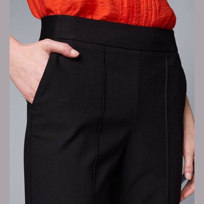 Simply Vera Women’s High Rise Pintuck Slim Straight Pants- Black- Medium