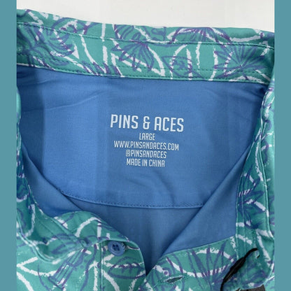 $70 Pins & Aces Men’s PM Magvil Performance Stretch Polo-Munsell-Large -New