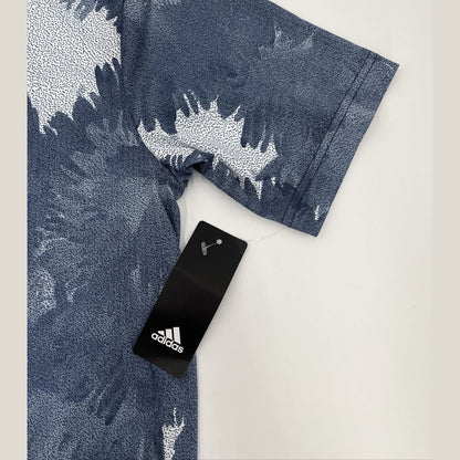 $65 Adidas Men's Flower Mesh Golf Polo Shirt -White/Collegiate Navy- Small -New
