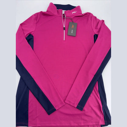 $160 KJUS Women’s Sunshine Comfort 1/4 Zip Golf Pullover UPF-Fuchsia -Medium-New