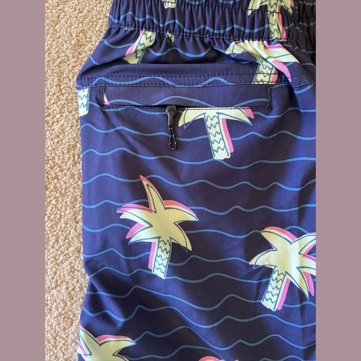 Sovereign Code Swim Trunk Men's - Size Medium - Seaside Palms- Navy- New