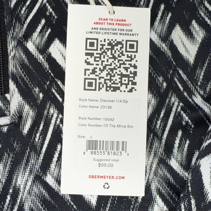 $95 Obermeyer Women’s Geo Discover 1/4 Zip Baselayer Top- White Multi-Large-New