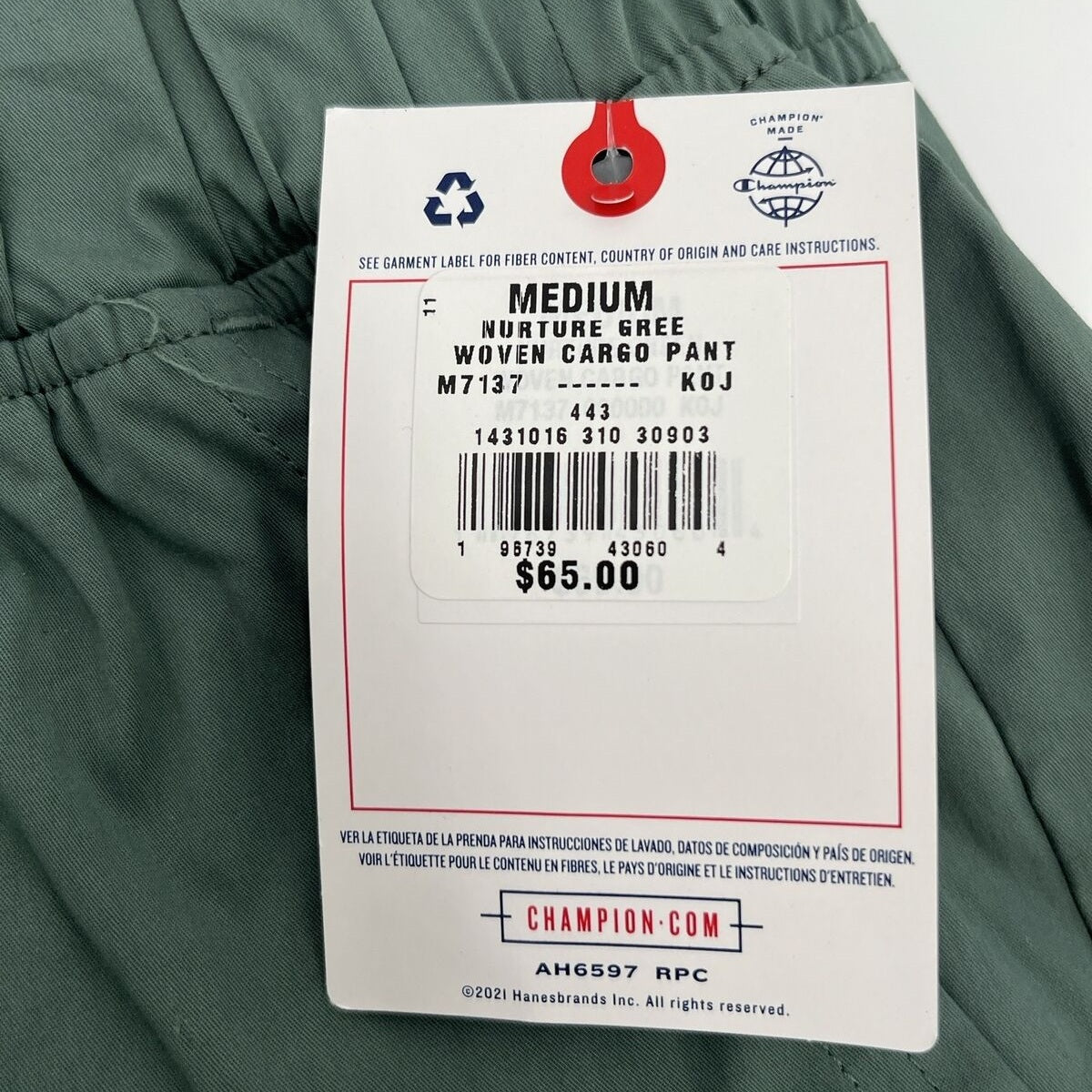 $65 Champion Women’s Woven Utility Cargo Pants Pockets-Nurture Green-Medium-New