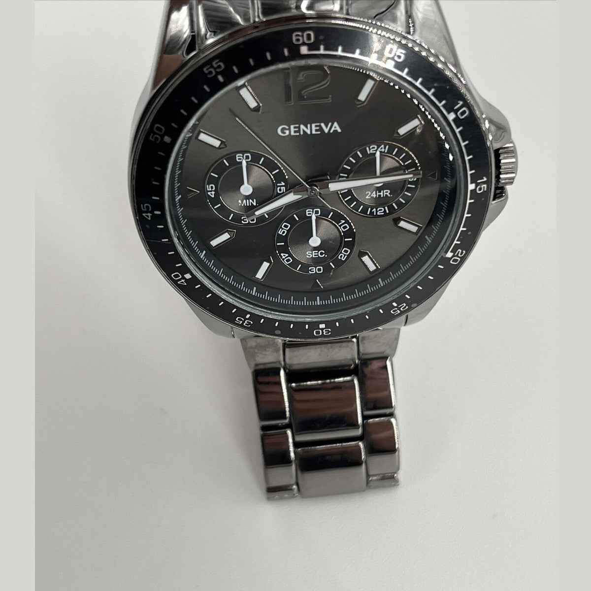 Geneva Men’s Watch Sports Business Quartz Wristwatch Luxury Edition Grey-New