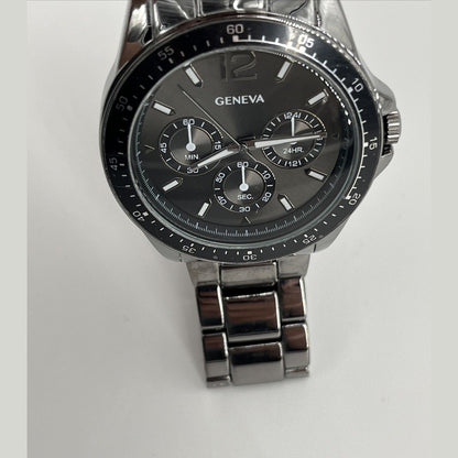 Geneva Men’s Watch Sports Business Quartz Wristwatch Luxury Edition Grey-New