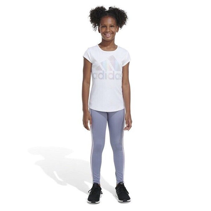 Adidas Girls 7-16 Aeroready Gradient 3s Cell Phone - Silver Violet- Size L (14)