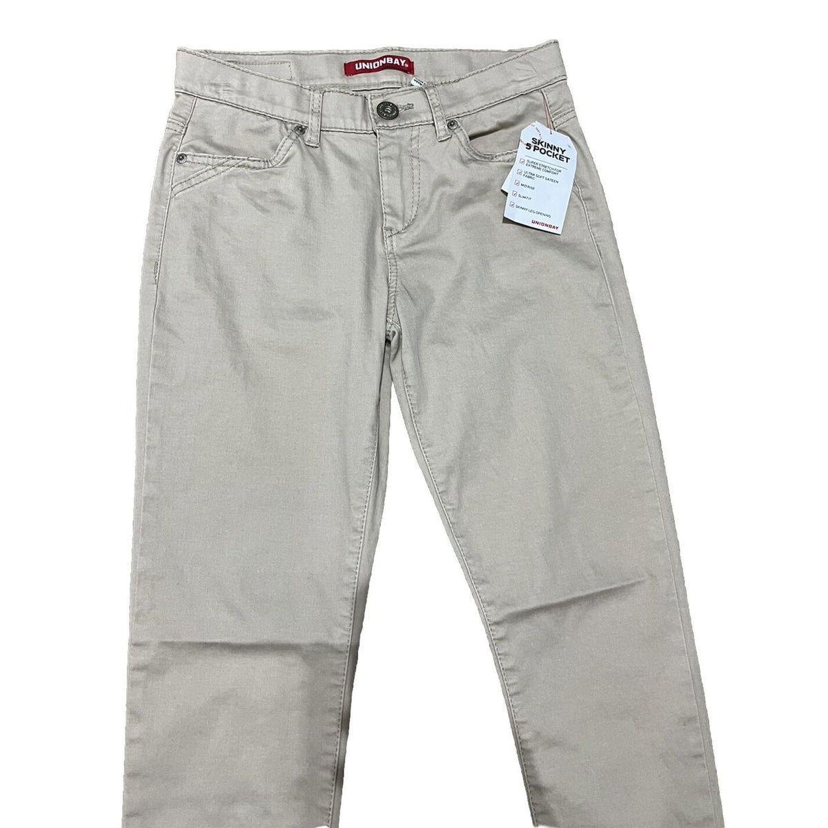 UNIONBAY Juniors' Karma Stretchy High Waisted Skinny Pants-Beige-Size: 3/27W-New
