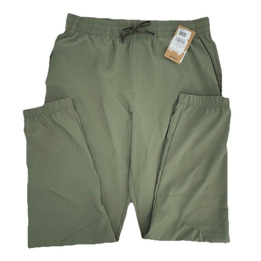 Asics Men’s Woven Side Zip Pocket Joggers- Olive Green- Large- New Tags