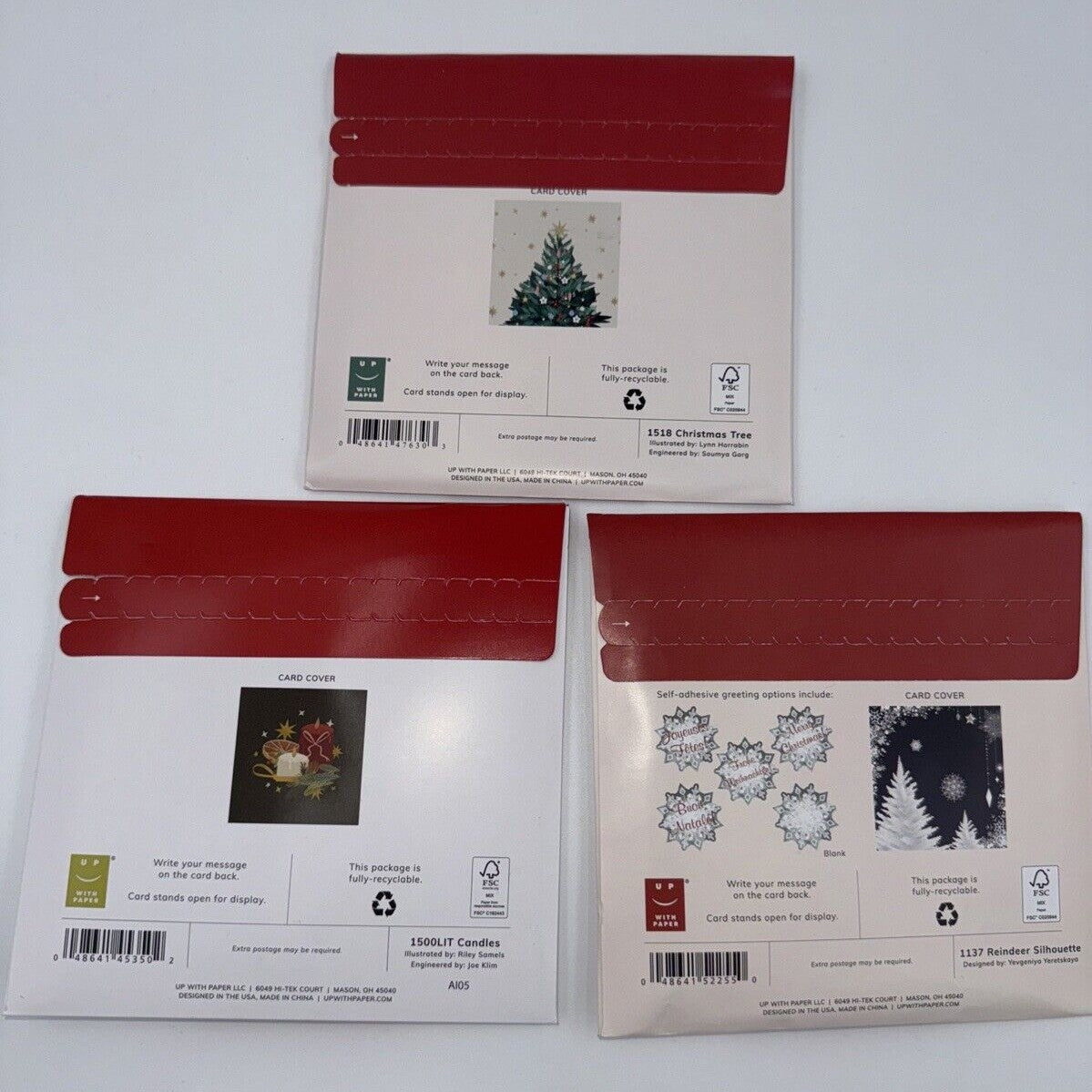 Up With Paper Lot Of 3 Holiday Pop-Up Christmas Cards- Combo - ($30) Great Deal!