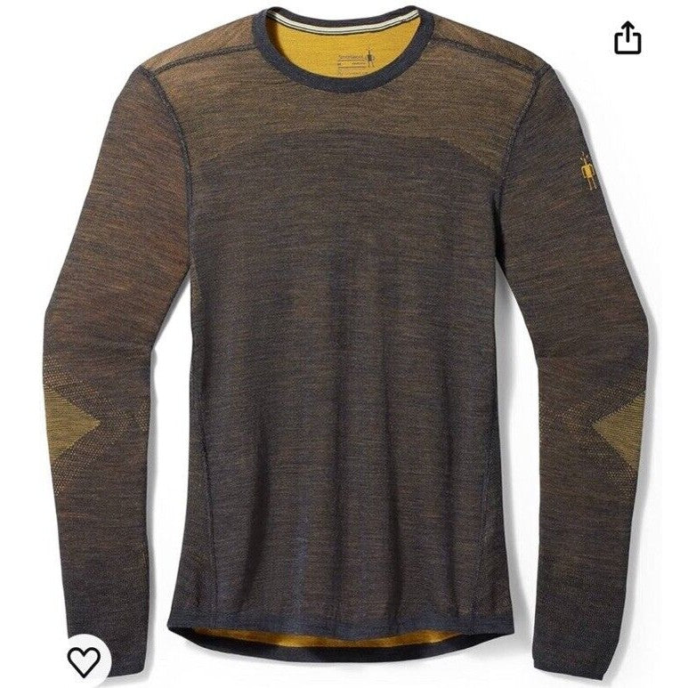 $130 Smartwool Men's Base Layer Intraknit Merino Crew-Charcoal Honey-Small-NEW