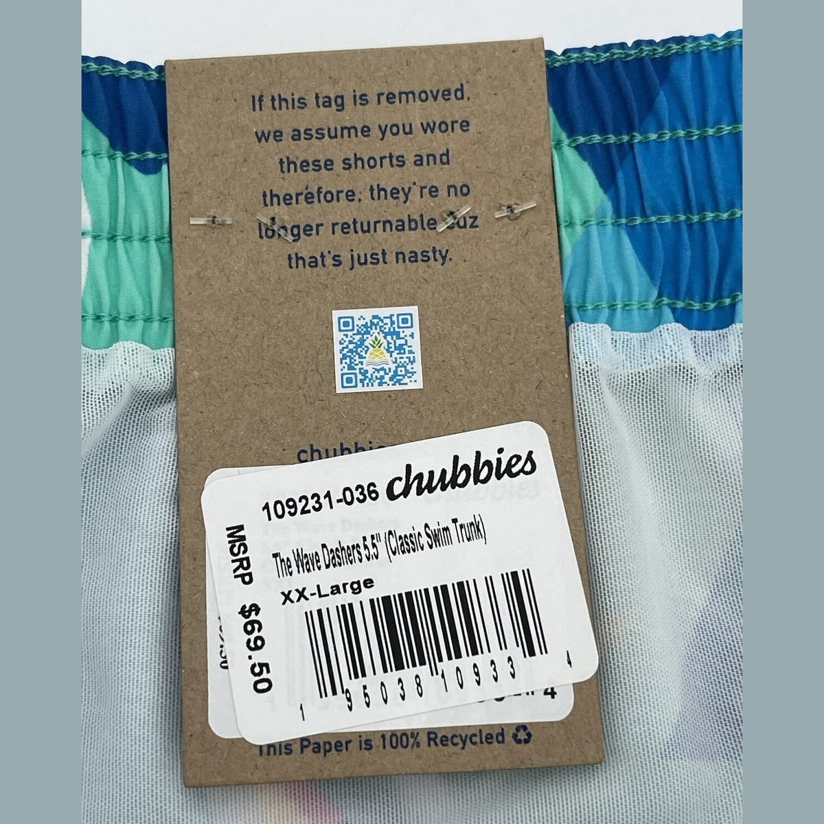 Chubbies Men's Stretch Swim Trunks 5.5" The Wave Dashers-Multi-2XLarge-New $70