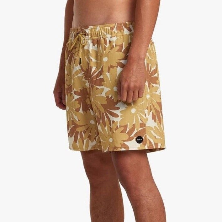 $66 RVCA Men’s Va Pigment 17" Print Shorts- Khaki Beige- Large -New