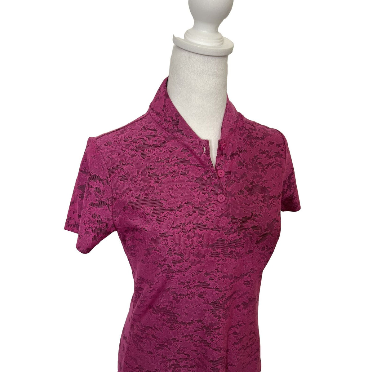 adidas Women's Size XS Lucid Fuchsia Short Sleeve Jacquard Golf Polo Shirt $70
