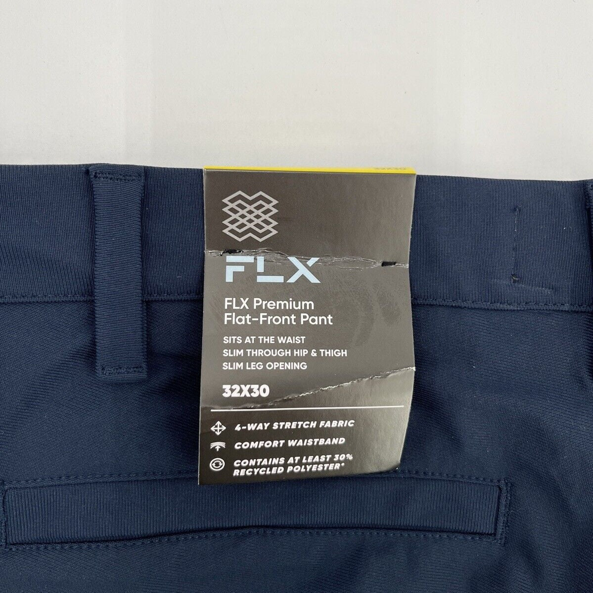 FLX Men’s Premium Slim Flat Front Pants- Navy- 32W 30L - New Tags