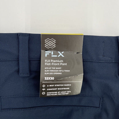 FLX Men’s Premium Slim Flat Front Pants- Navy- 32W 30L - New Tags