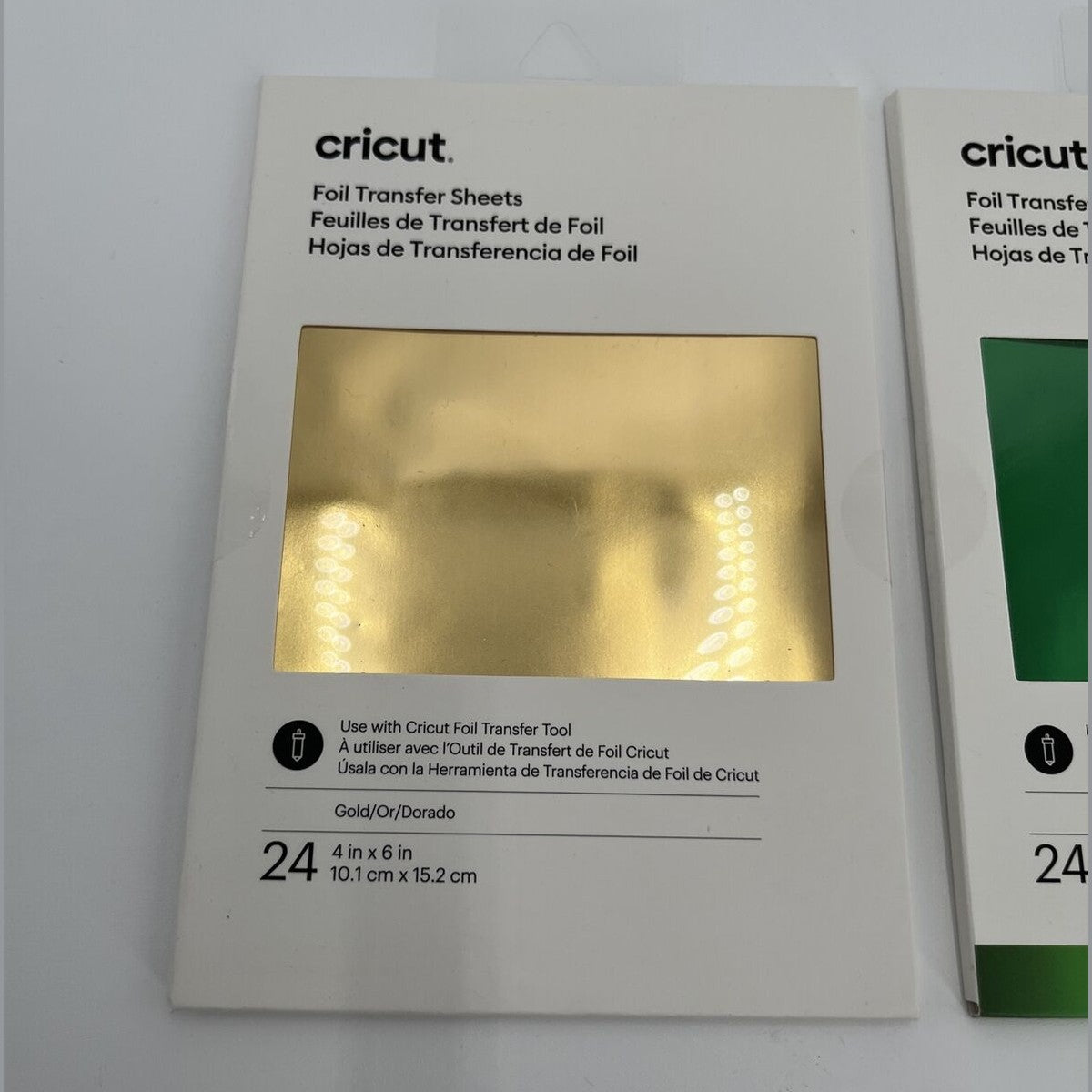 3 Pkg Cricut FOIL TRANSFER SHEETS - GOLD, ROSE,JEWEL GREEN, 4x6 New 72 Sheets