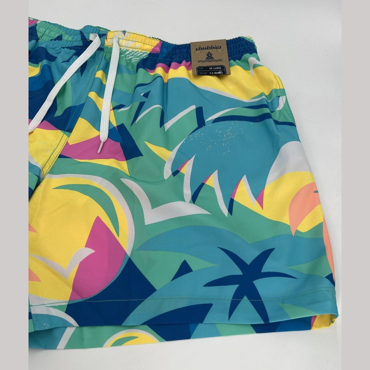 Chubbies Men's Stretch Swim Trunks 5.5" The Wave Dashers-Multi-2XLarge-New $70