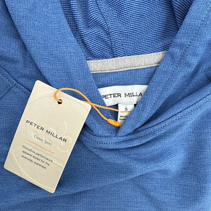 $200 Peter Millar Men’s Pine Performance Hoodie Pullover-Starboard Blue-Small