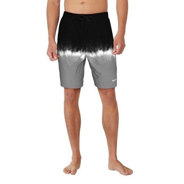 NIKE Men’s Shorts Swim Trunks NESSF547 Ocean Volley 9”- Grey/Blk -Medium -New