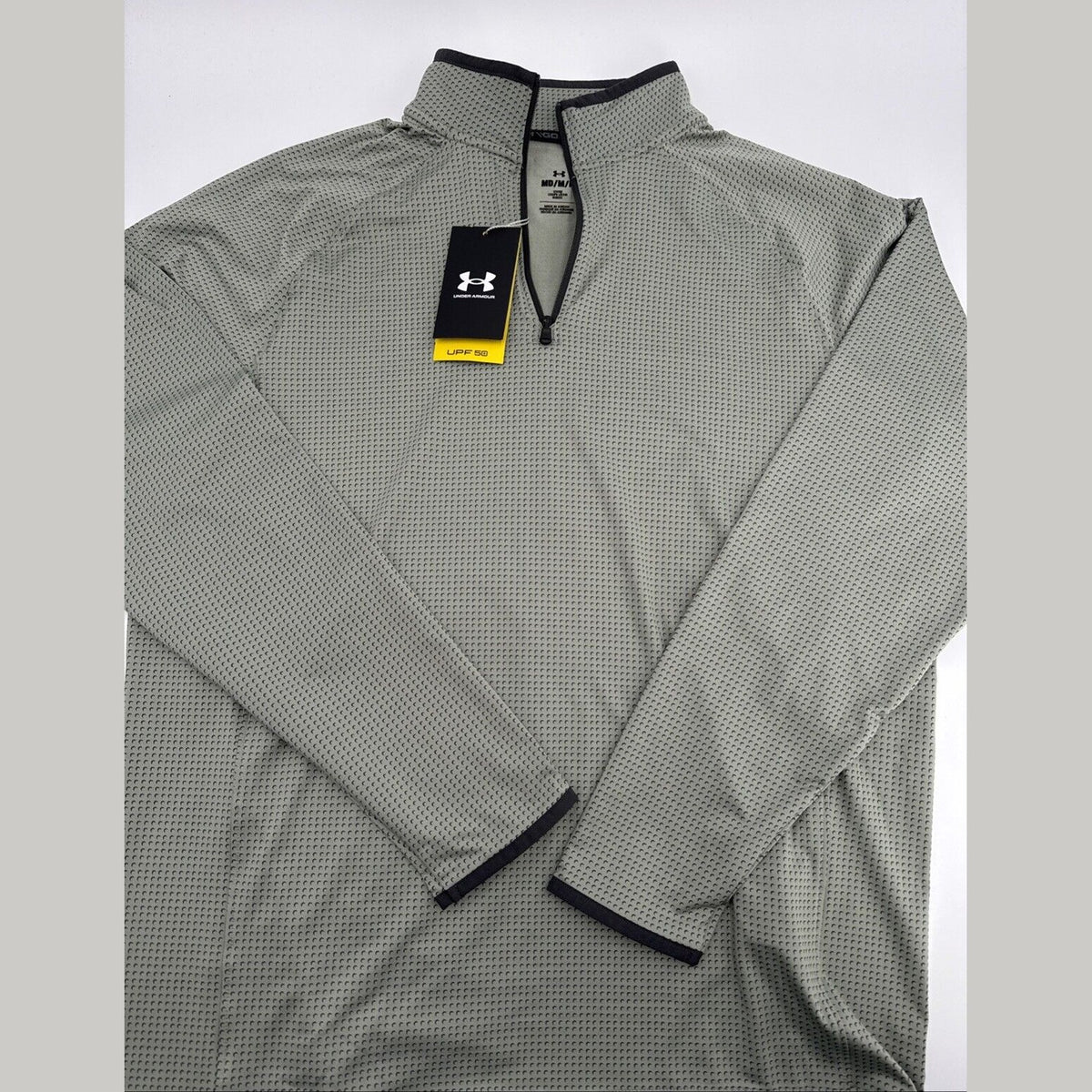 $75 Under Armour Men’s T2 Half Moons Print 1/4 Zip Golf Top - Green- Medium -New