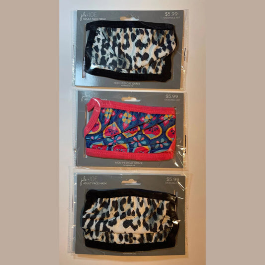 Lot Of 3 Julie & Joe Women ADULT FACE MASK - Assorted Styles - 3 pc