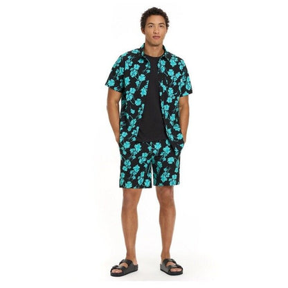 $40 Hurley Men's Salem Performance Woven Shorts-Black Teal-Medium-NEW