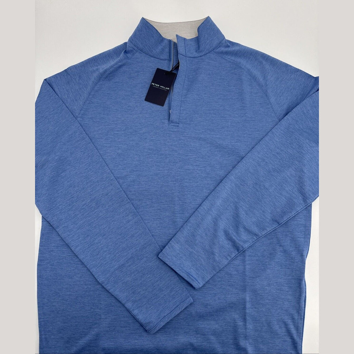 $135 Peter Millar Crown Crafted Stealth Performance 1/4 Zip Pullover-Blue-Small