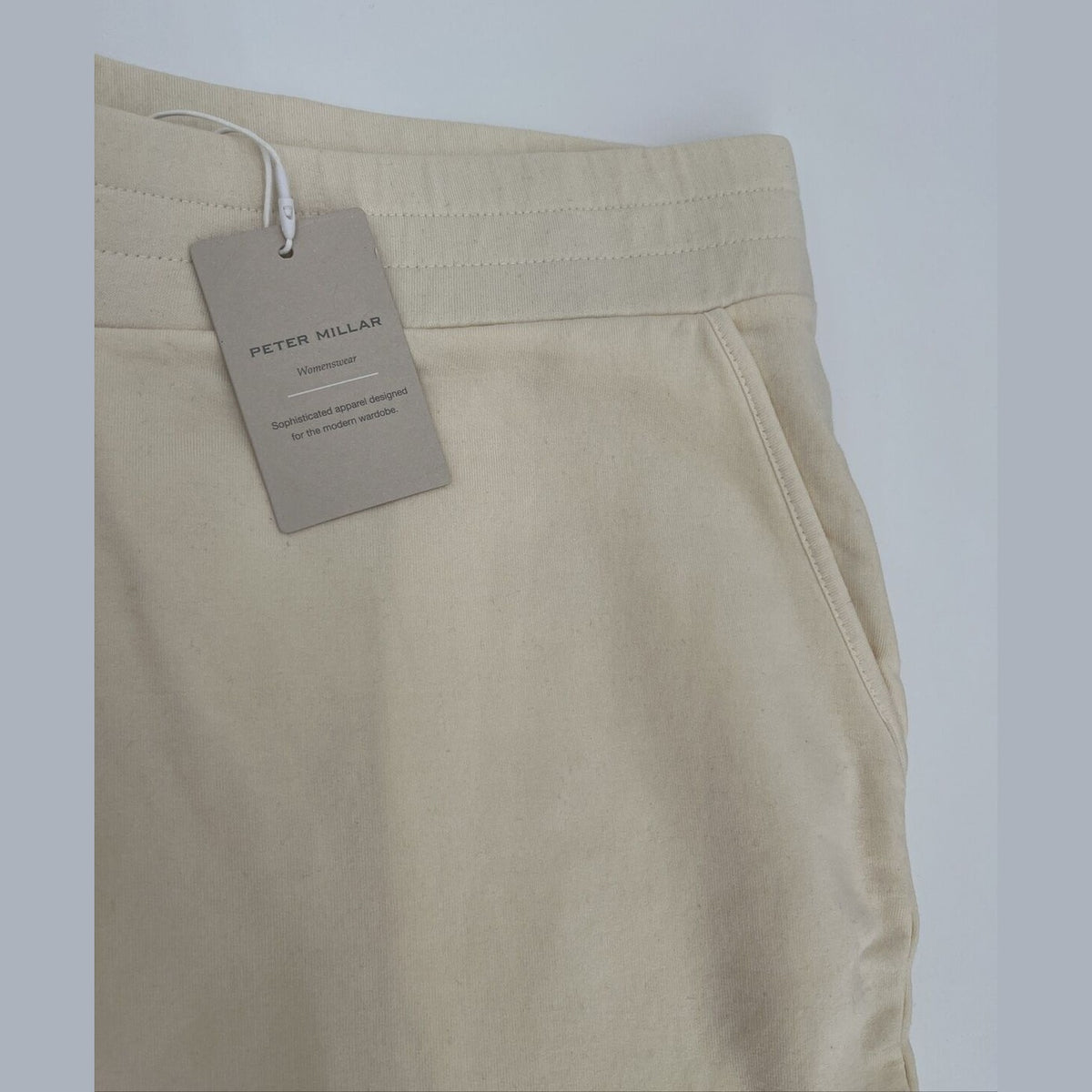 $90 Peter Millar Women’s Lava Wash Fleece Back Shorts-Vanilla-Large- New Tag