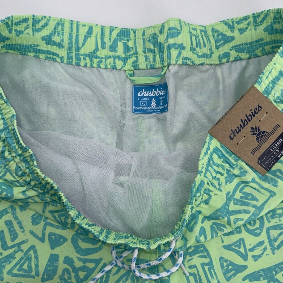 $70 Chubbies The Shakedowns 5.5" Inseam Swim Trunks-Green Blue -XLarge -New Tag