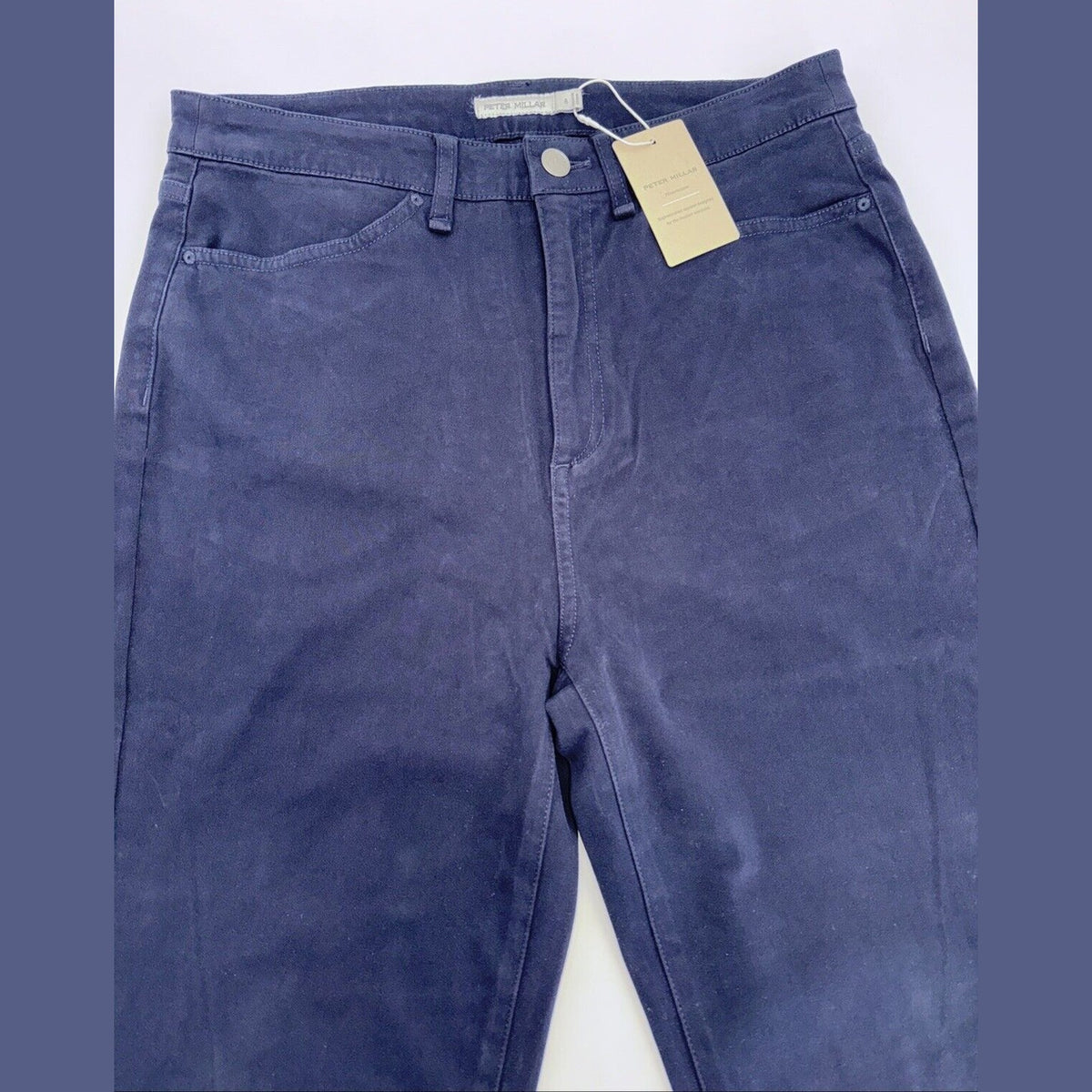 $150 Peter Millar Women's Karlie Stretch Sateen High Rise Pant-Navy-Size: 8-NEW