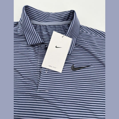 Nike Men’s Dri-Fit Polo Core Striped Golf Tennis Shirt-Grey/Navy-Small-New $55
