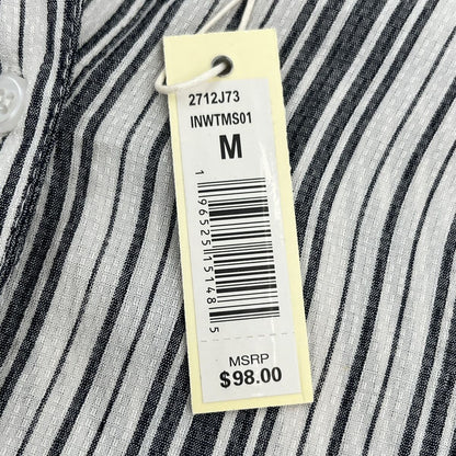 Max Studio Women’s Collard Stripes Blouse Long Sleeve-Black/White-Medium-New $98