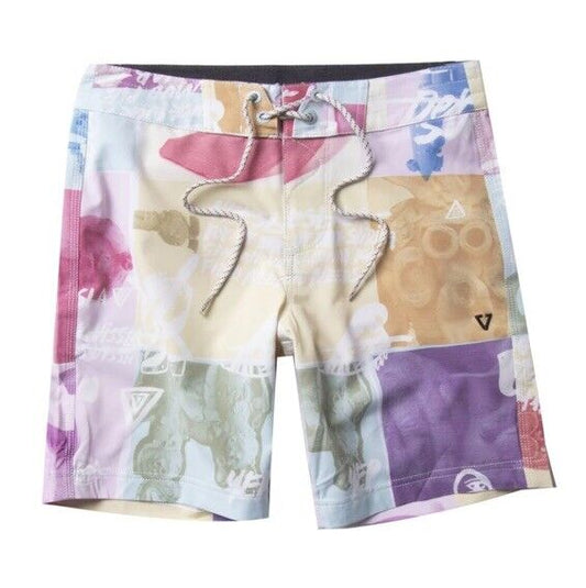 $65 VISSLA Men's Elastic Waist Boardshorts  MUD FLAPPERS 16.5-Multi -Medium-NWT