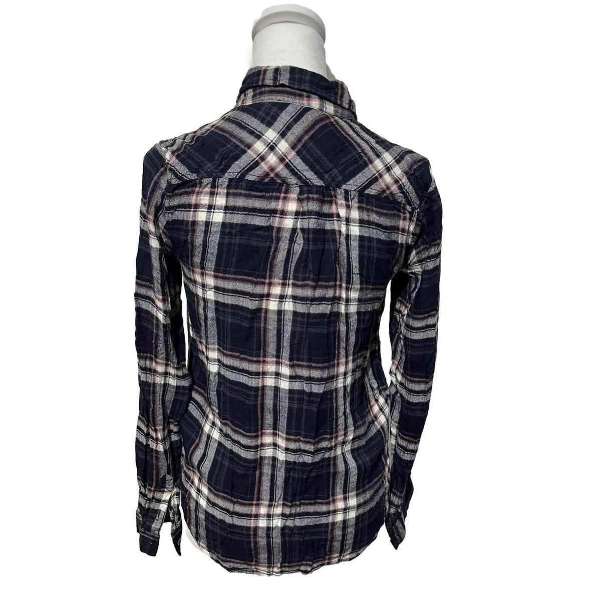 PAIGE Women's Super Soft Plaid Long Sleeve Shirt-Navy Multi-Small-New Tag $190