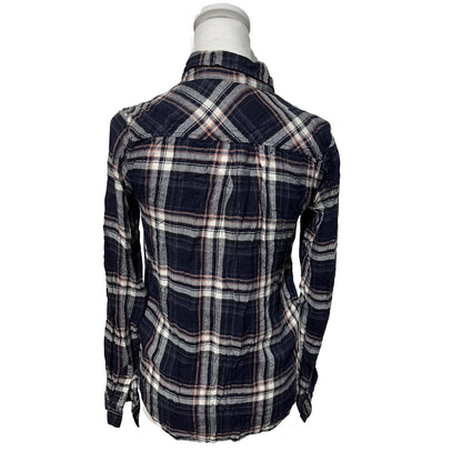 PAIGE Women's Super Soft Plaid Long Sleeve Shirt-Navy Multi-Small-New Tag $190