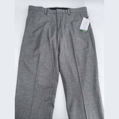 $95 Perry Ellis Men's Slim-Fit Flat Front Dress Pants - Alloy Grey-30W 30L-New