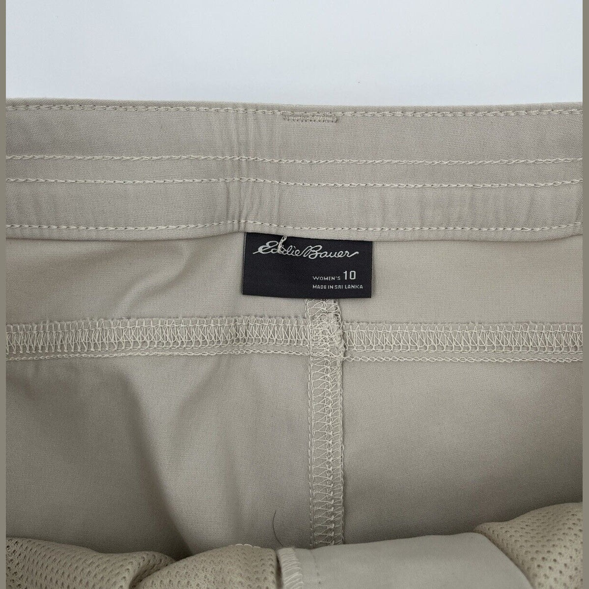 $65 EDDIE BAUER Women’s Tech Capri Pants Cargo Nylon Stretch-Pumice-Size: 10-NEW