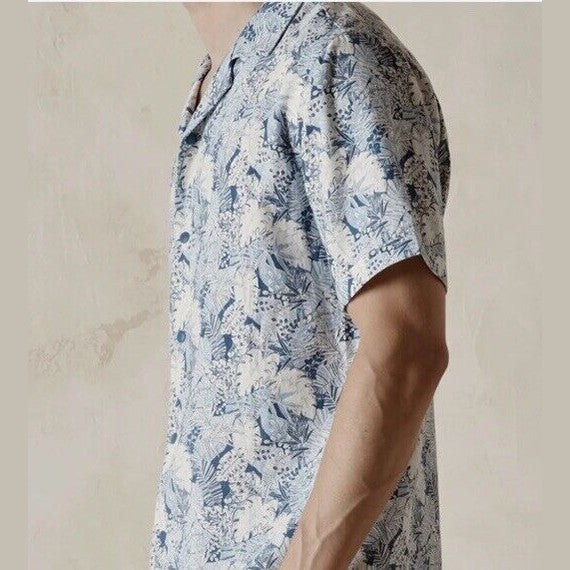 $85 Jeremiah Men’s Linen Viscose Blend Short Sleeve Button Shirt-Blue-Medium-New