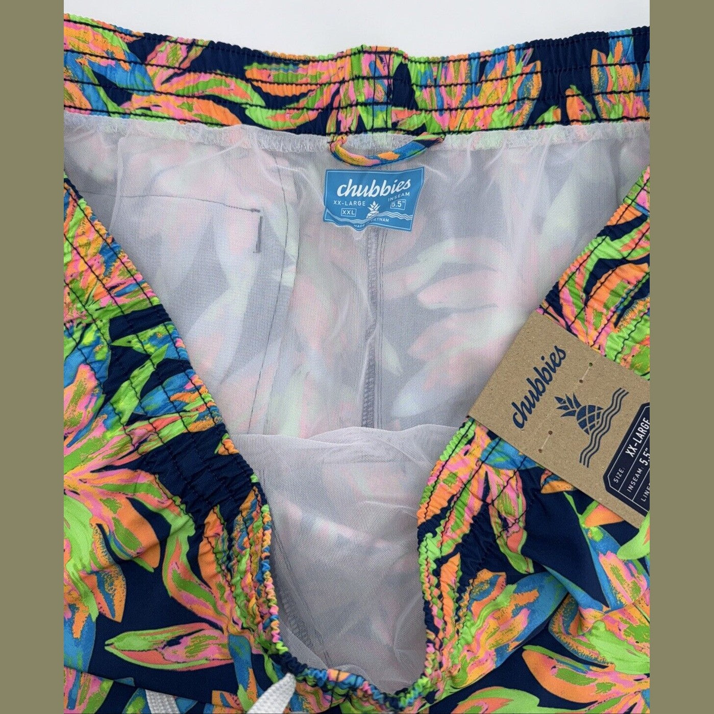 $70 Chubbies The Ocean Flowers 5.5" Inseam Swim Trunks-Multi -2XLarge -New Tag