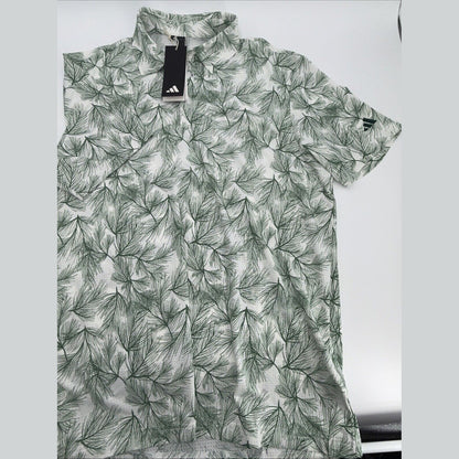 $70 Adidas Men’s ULT365 PINE Print Polo Shirt - White / Green-Medium - New Tags