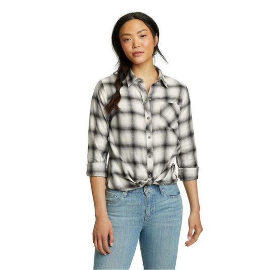 Eddie Bauer Women's Forest Flannel Shirt-Onyx Plaid-Medium - New Tag $45