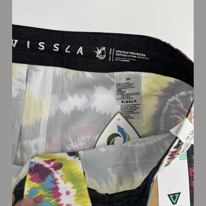 $70 VISSLA Men's Boardshorts SHRED HEAD 17.5" - Black Multi - Size: 29W-NWT