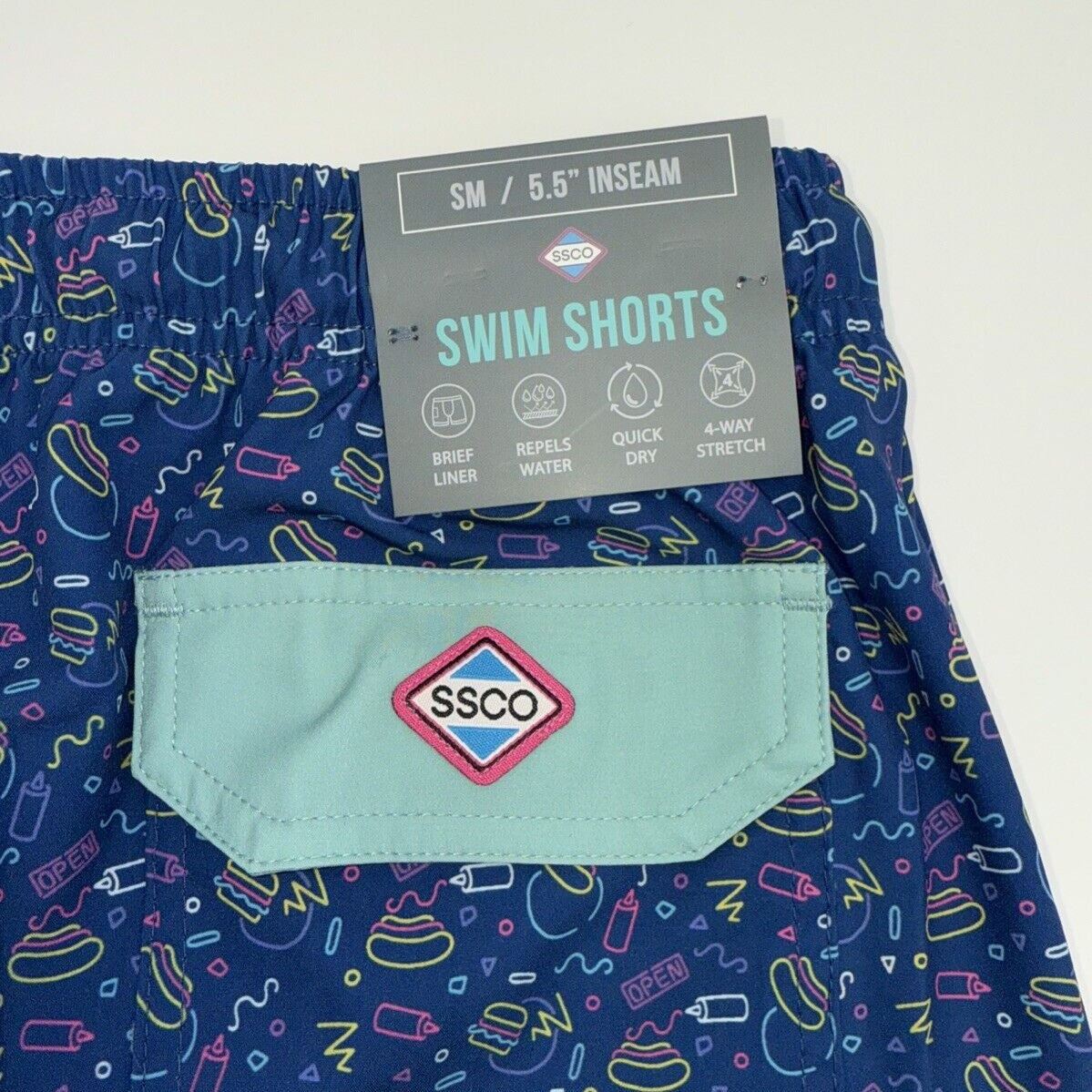 $68 SSCO Southern Shirt Co. Men’s Lined 5.5"  Swim Trunks-Open Late-Small-New