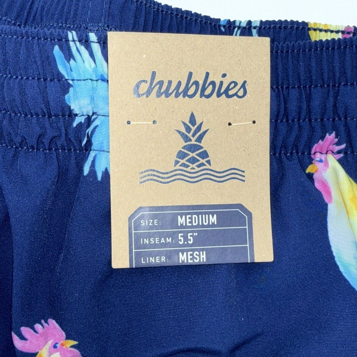 $70 Chubbies The Fowl Plays 5.5" Inseam Swim Trunks- Blue -Medium-New Tag