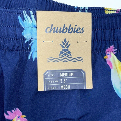 $70 Chubbies The Fowl Plays 5.5" Inseam Swim Trunks- Blue -Medium-New Tag