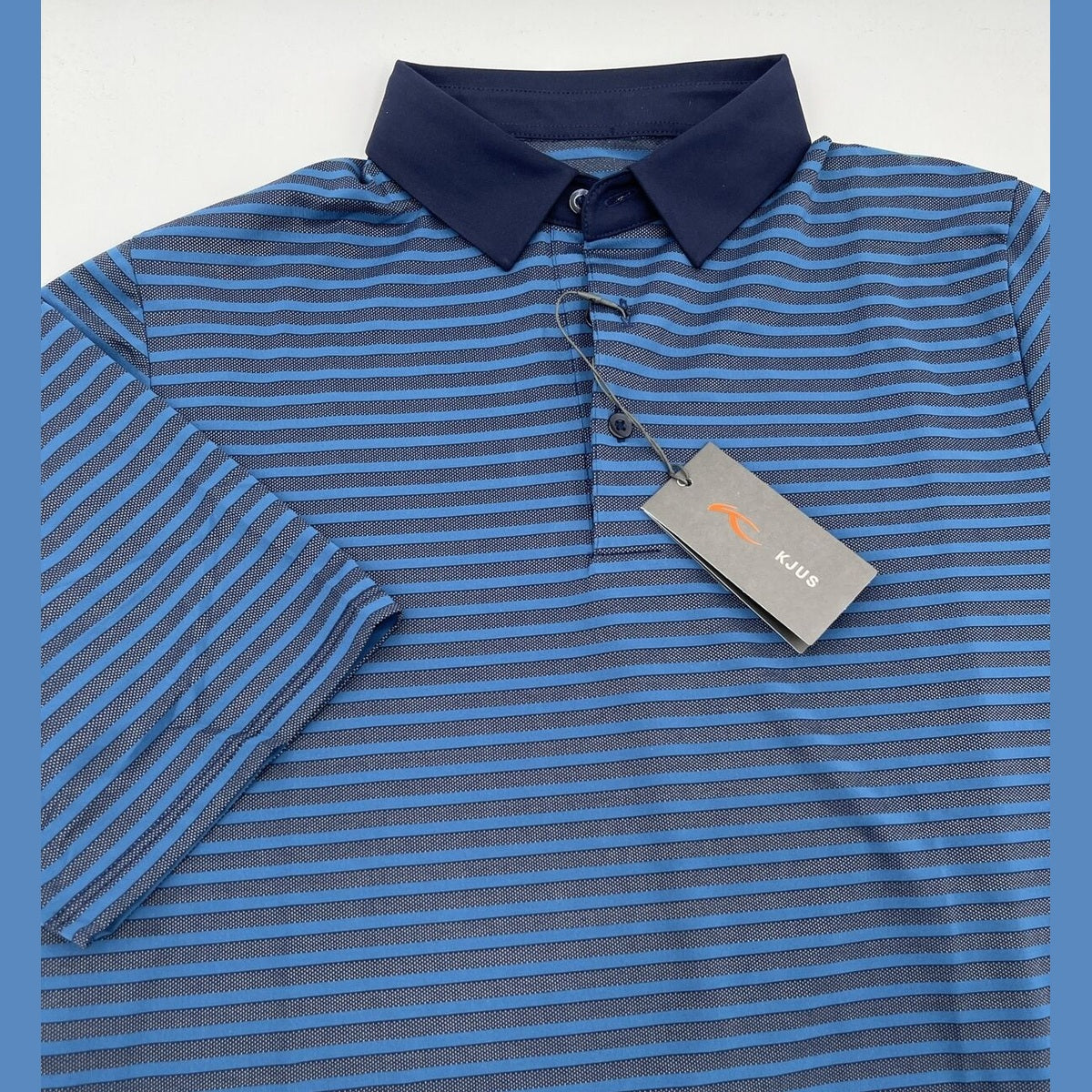 $104 KJUS Men’s Luis Stripe Comfort Golf Polo Shirt MG60-JO8-Atlanta Blue-Small